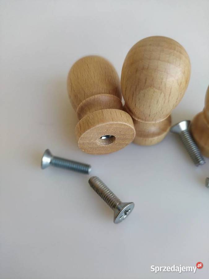 Gałka drewniana lakierowana mała bukowa kpl 4 Olecko