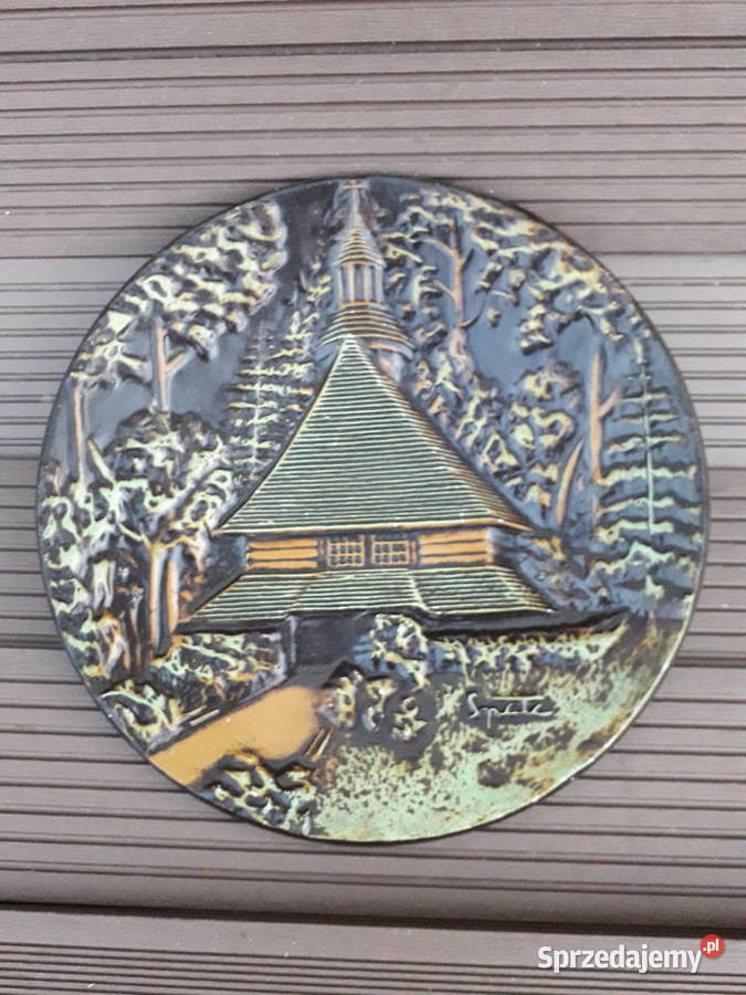 Talerz ozdobny prl pamiątka ze Spały Warszawa