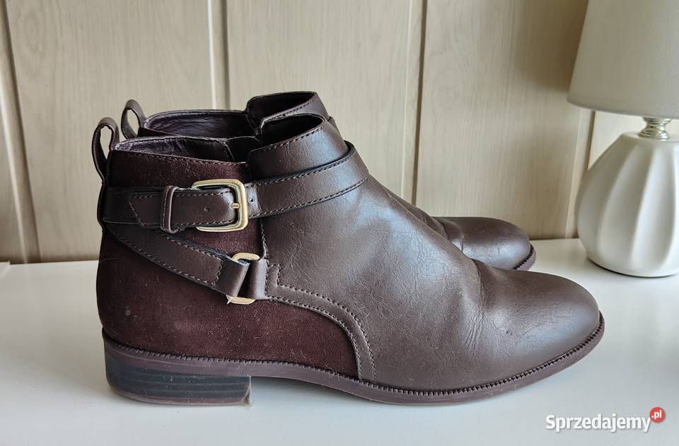 Krótkie brązowe botki HM 39 sztyblety buty H&M Półbuty Szczecin