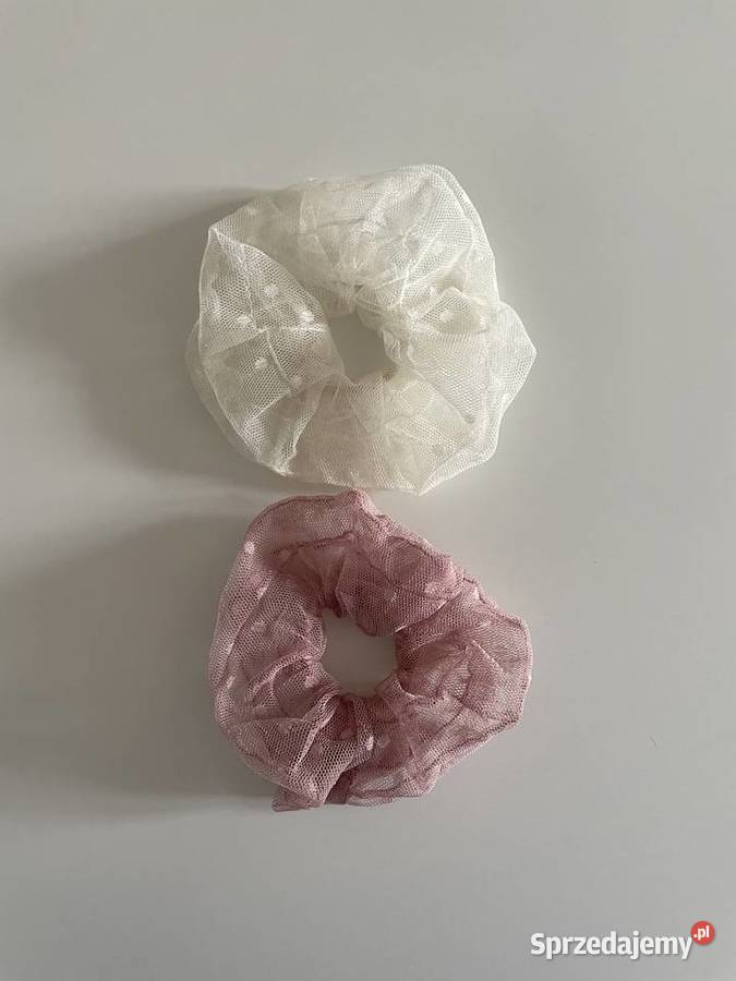Owijka gumki do włosów scrunchie koronka grochy Ząbki