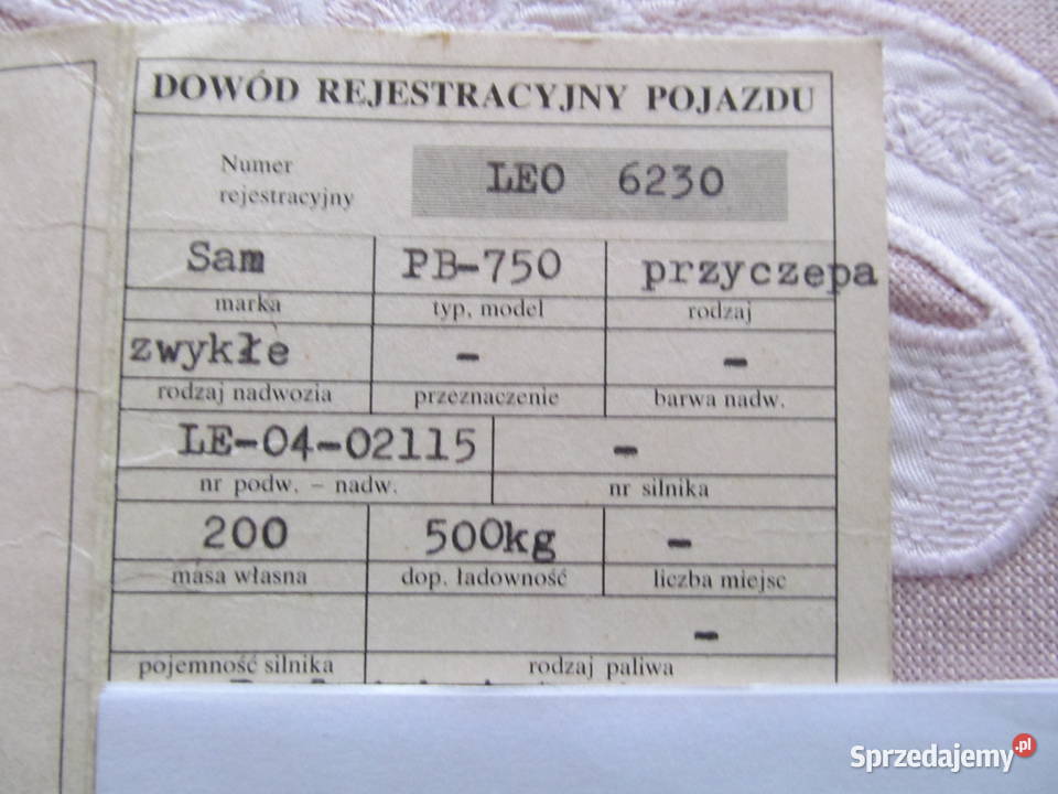 przyczepka sam 500kg Kościan