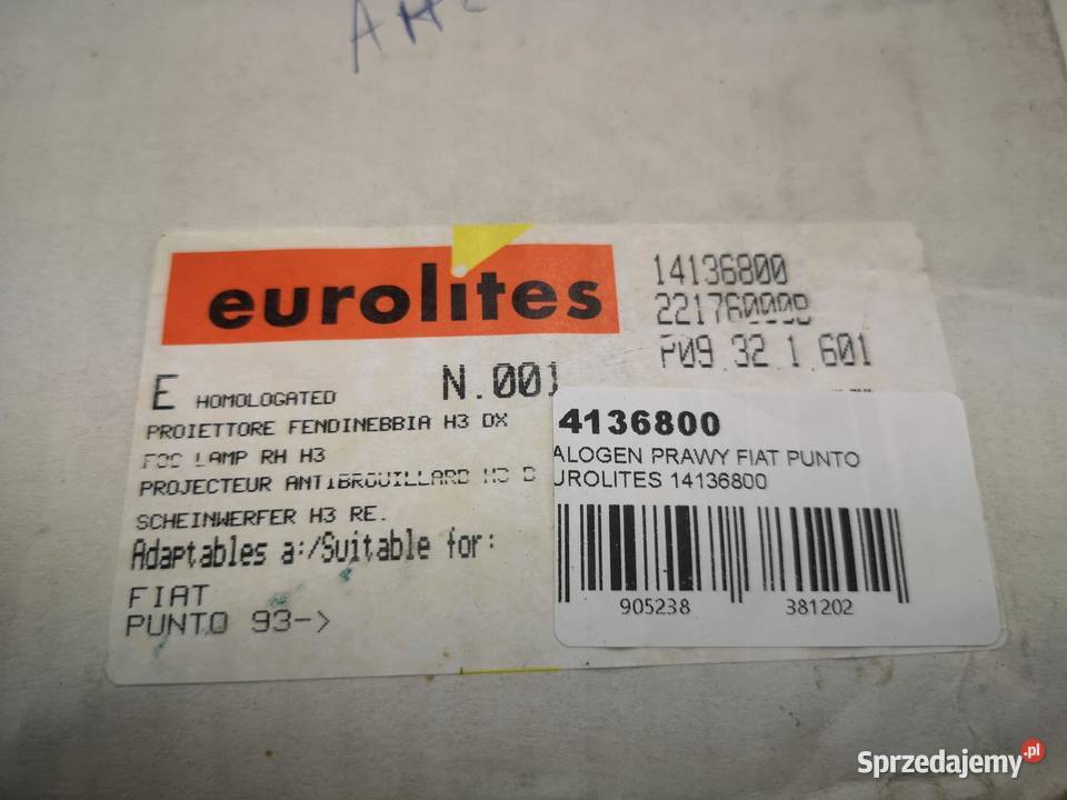 LAMPA HALOGEN PRAWY FIAT PUNTO 19932000 NOWA osobowe