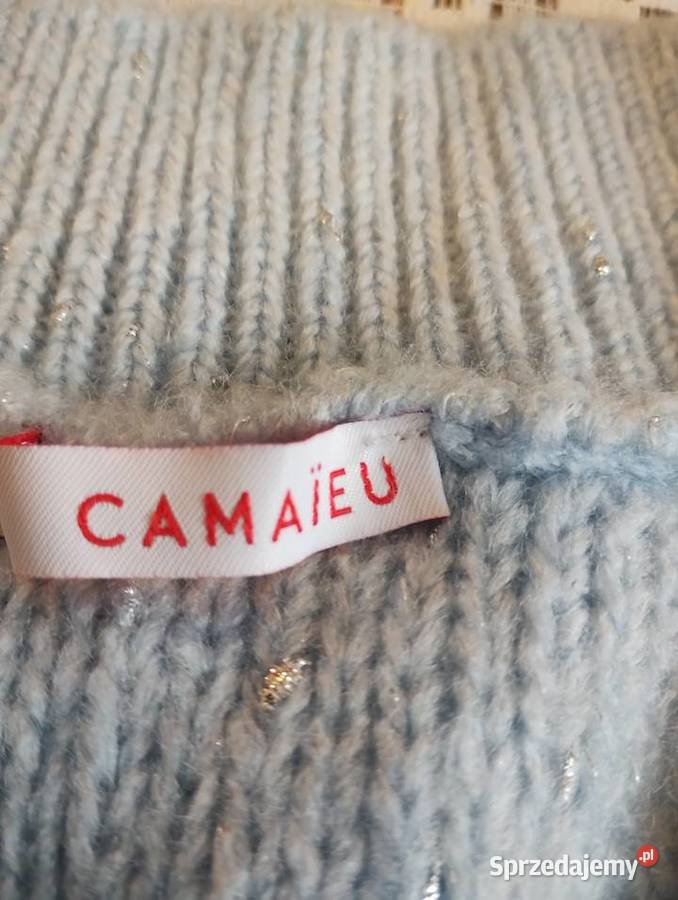 Błękitny sweterek ze srebrną nitką Swetry i golfy Bochnia