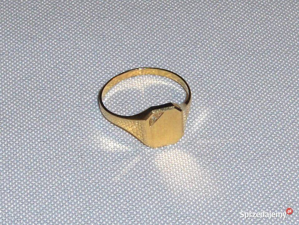 Męski złoty 18K sygnet z brylantem R30 38 g Łódź