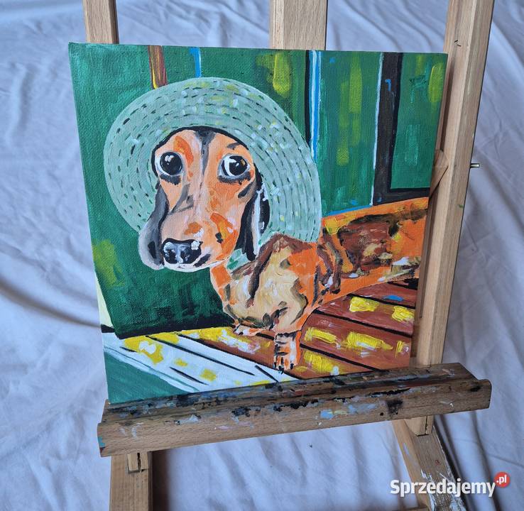 Jamniki jamnik obraz na płótnie artysty malarza Brzesko