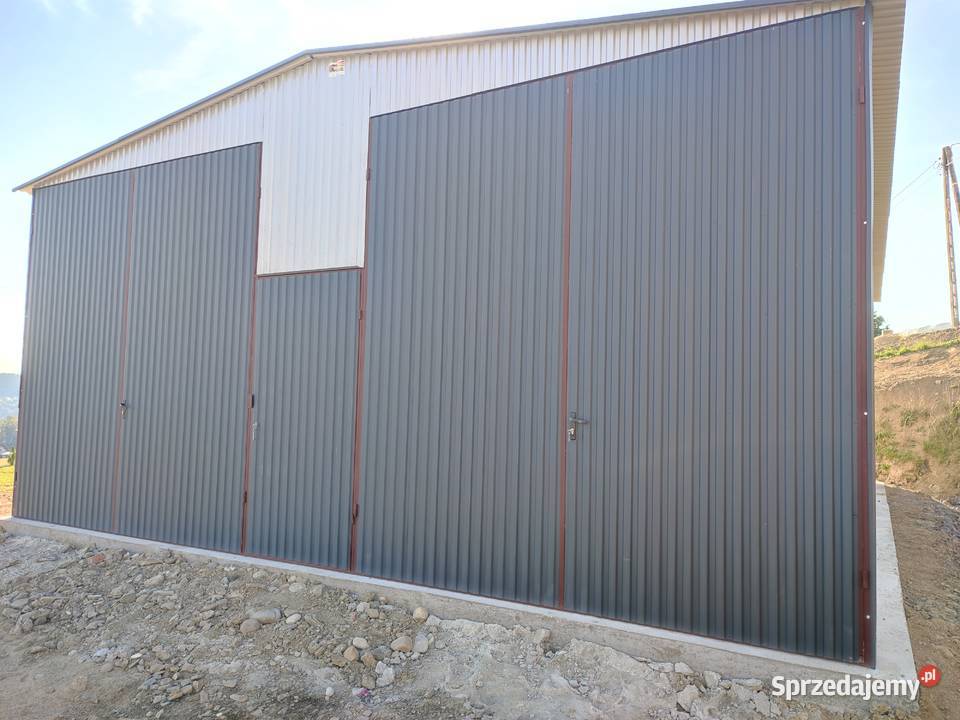 Grafitowy Garaż Blaszany 8x9m Magazyn Hala Kamieniec Ząbkowicki