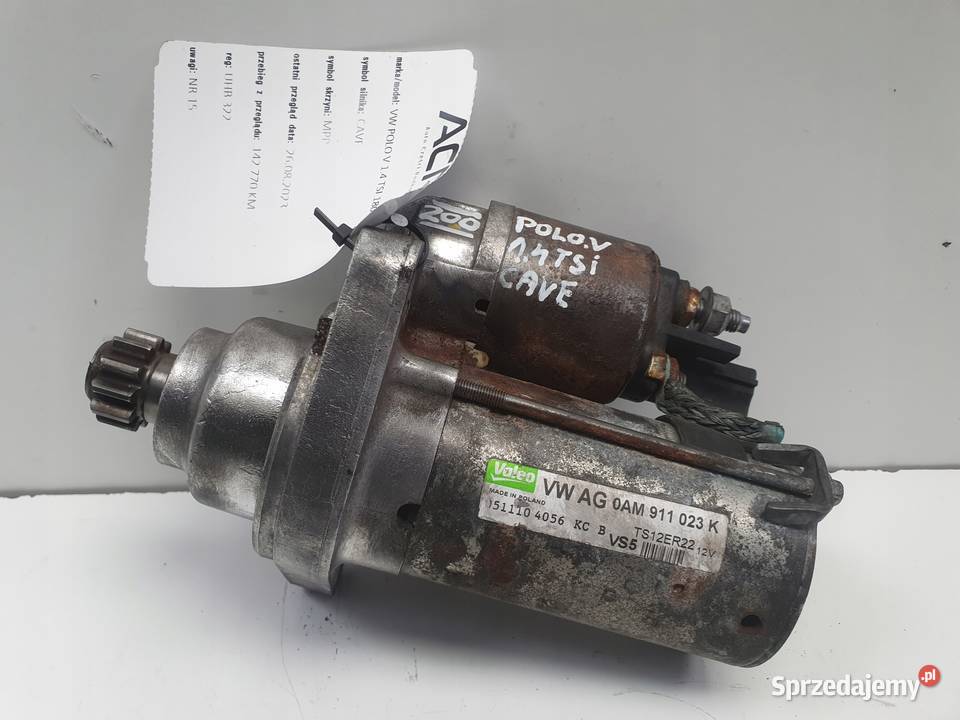 VW Polo V 14 TSI ROZRUSZNIK valeo 0AM911023K osobowe Układ elektryczny silnika Janów