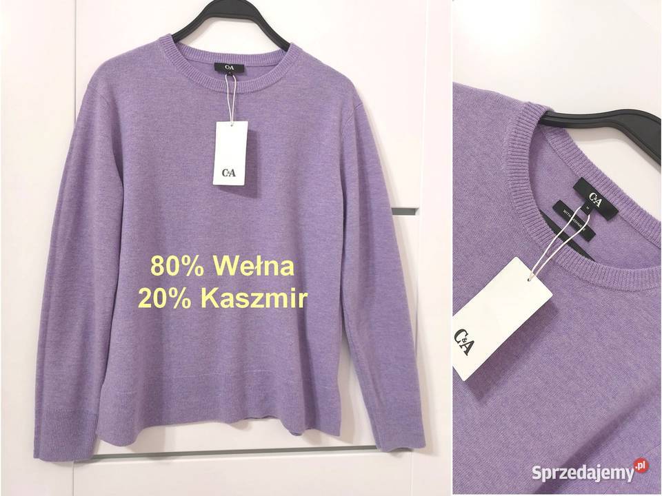 Sweterek fioletowy M 38 CA kaszmir i wełna Nowy mazowieckie Warszawa