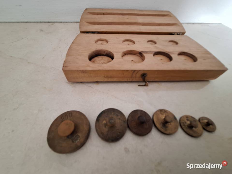 Zestaw odważników w drewnianym etui Vintage