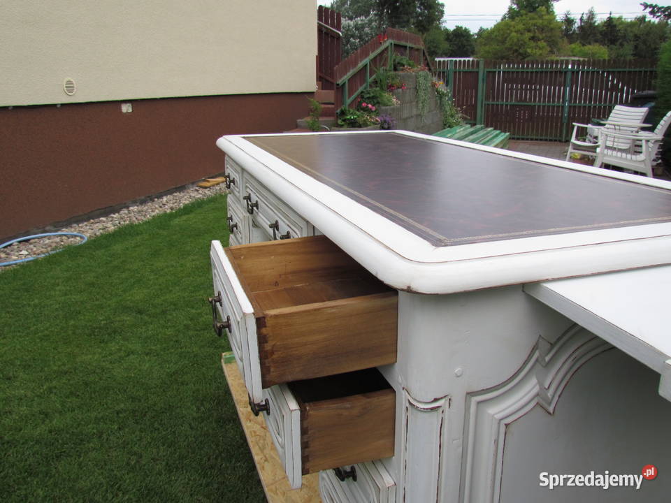 stare francuskie biurko z szufladami shabby chic Stepnica