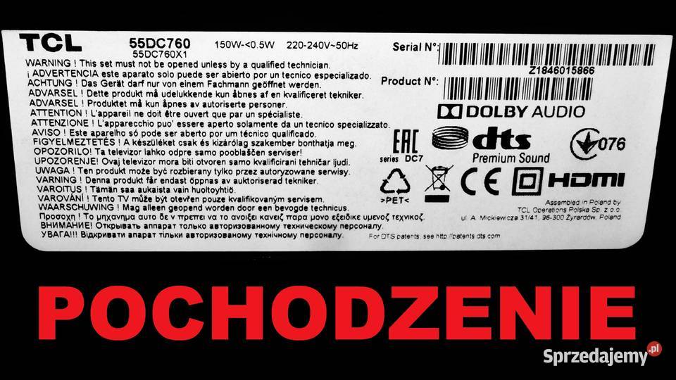 Moduł WiFi telewizora TCL 55DC760 Części i akcesoria kujawsko-pomorskie Bydgoszcz