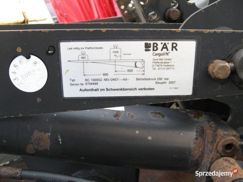 Winda załadowcza podest ruchomy Bar Cargolift Pozostałe Krasnystaw