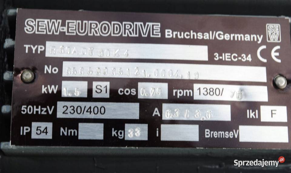 Motoreduktor 15kw 75obrmin Firmy SEW Kargowa