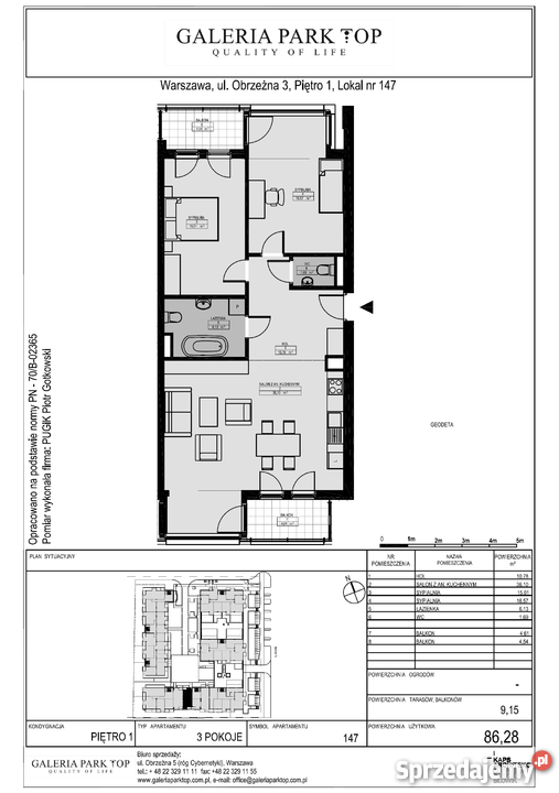 Galeria Park Top 3 pokoje w sercu Mokotowa winda