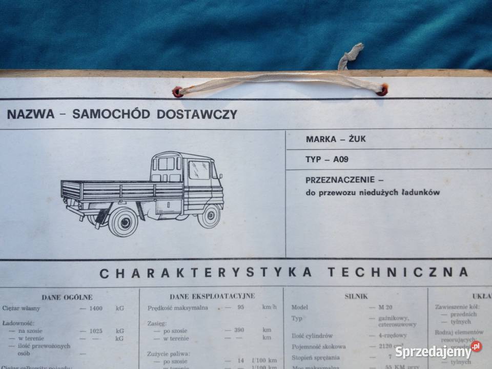 Żuk A09 tablica charakterystyka techniczna sprzedam