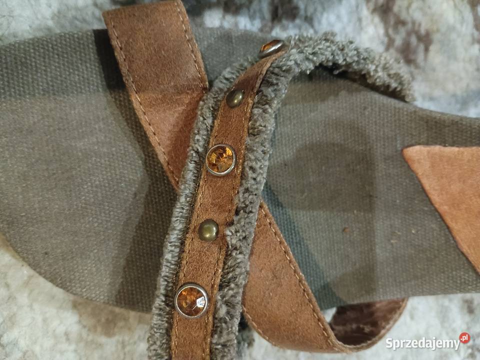 Brązowe buty letnie na koturnie 39 26 brązowy/beżowy Stalowa Wola