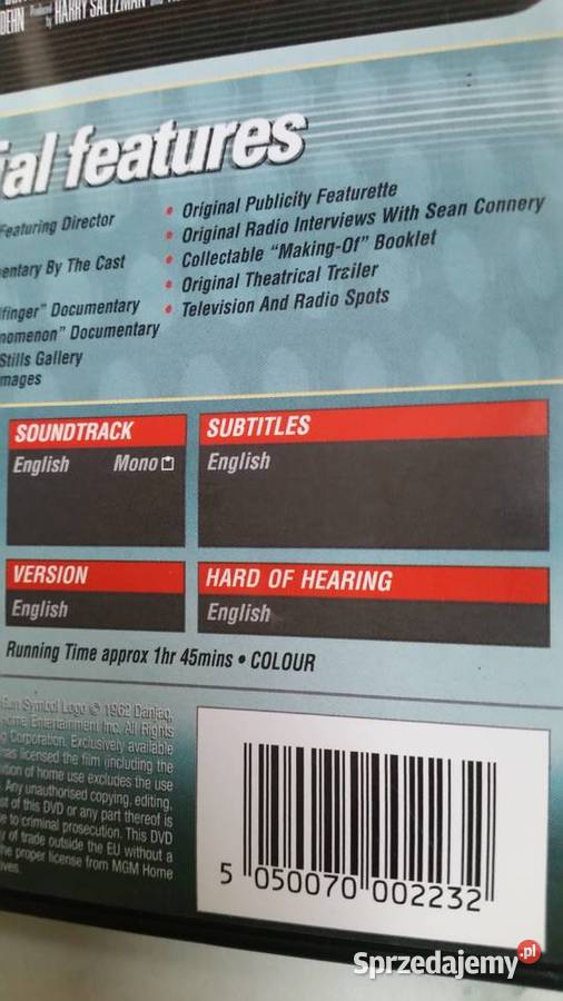 Film GOLDFINGER 19642000 dvd video lubelskie Puławy