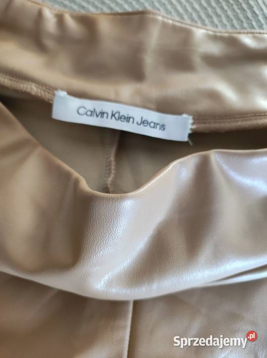 Calvin Klein wysokie stan camel beż legginsy brązowy/beżowy Kielce