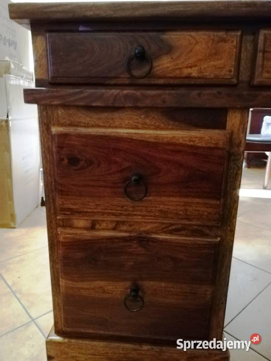 drewniane indyjskie biurko gabinetowe palisander 77cm Meble Limanowa
