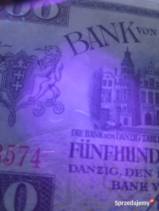 WOLNE MIASTO GDAŃSK 500 gulden 1924 UNC seria E Białystok