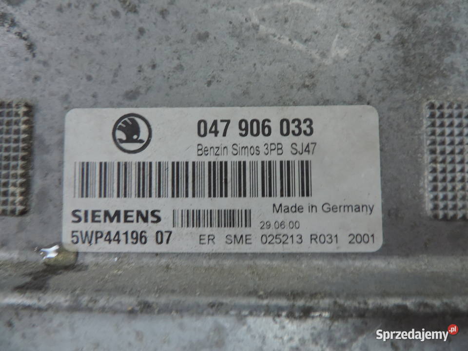 KOMPUTER SILNIKA SKODA FABIA 1 14 MPI 047906033 Rok produkcji 2000 małopolskie Nowy Sącz sprzedam