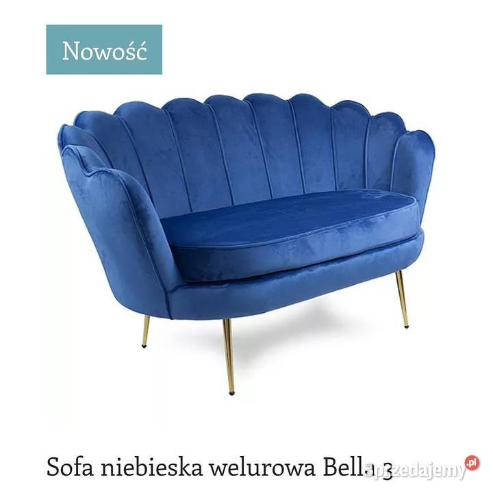 Niebieska sofa welurowa Darmowa dostawa
