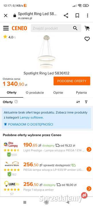 Lampa ledowa energooszczędna Warszawa