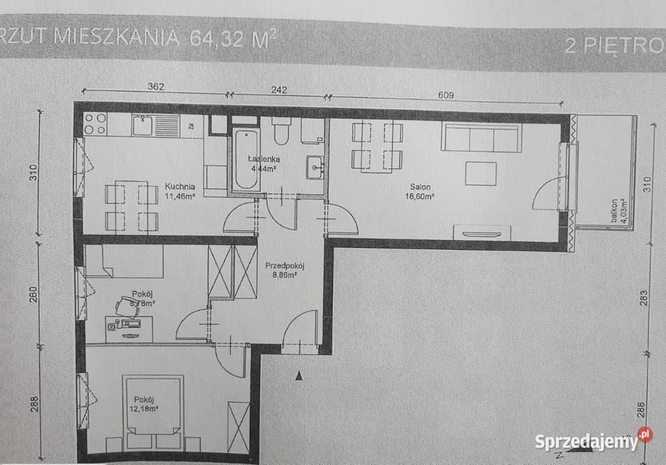 3pok 65met Klecina PEŁEN ROZKŁADBALKON2022 sieć sprzedam