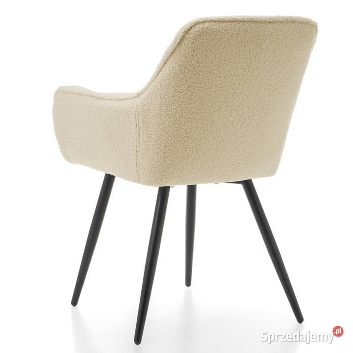 Krzesło Tapicerowane Siena Jasnobeżowe Boucle 58cm Tarchały Małe