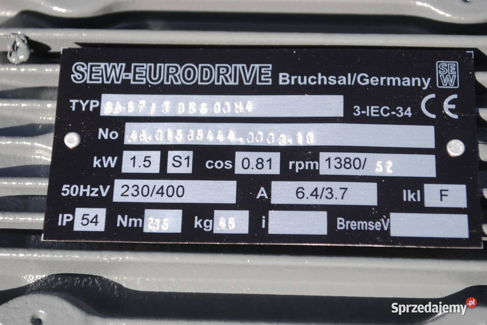 Motoreduktor kątowy 15kw 52obrmin firmy SEW