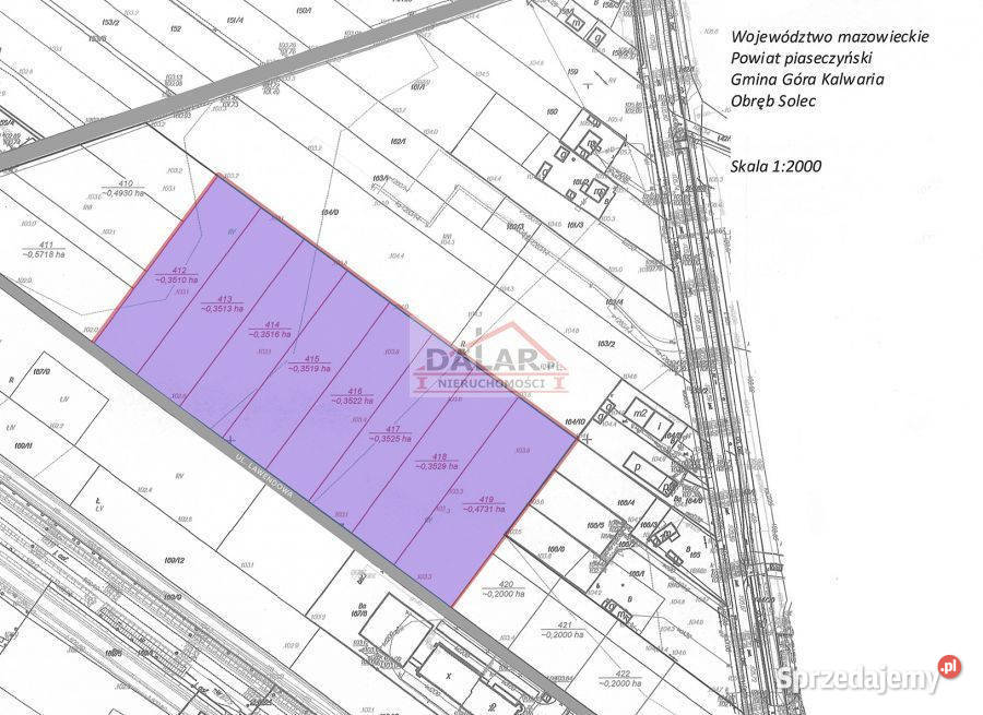 sprzedaży działki Solec 7040m2