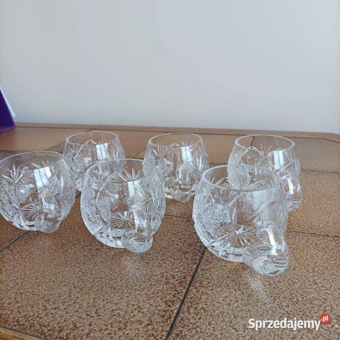 Kubki kryształowe HSK Violetta z czasów PRL Stronie Śląskie