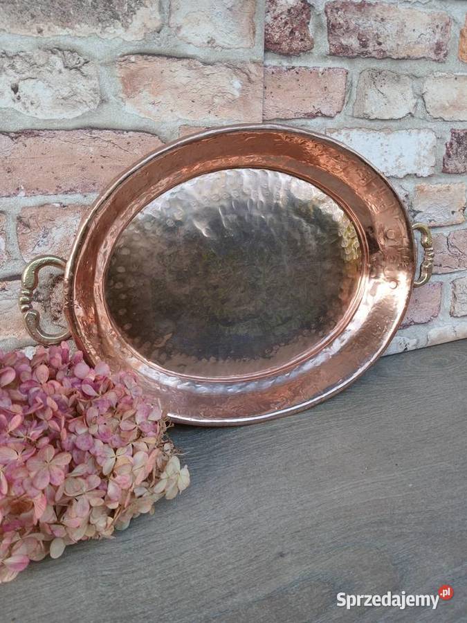 Duży miedziany półmisek patera miedziana z mazowieckie Warszawa