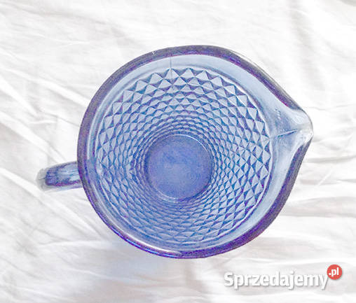niebieski dzbanek prl vintage dzbanek szkalnyprl