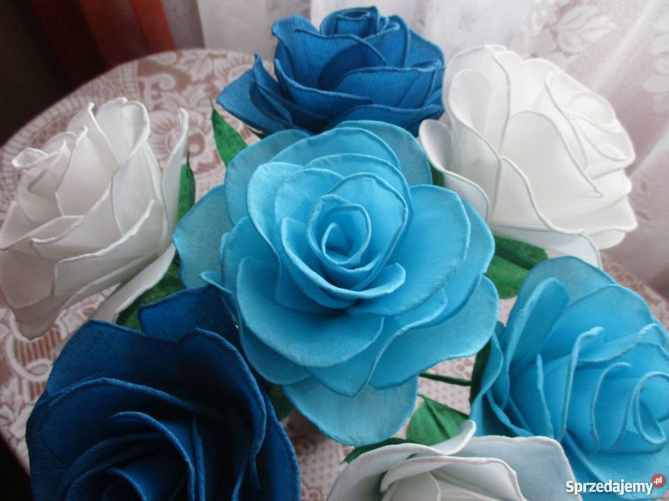 Bukiet 7 róż rękodzieło na prezent ślub imieniny Wrocław