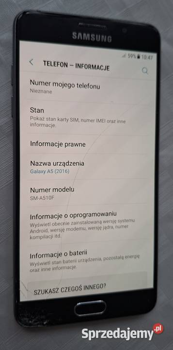 Samsung Galaxy A5 2016 SMA510F czarny Małkinia Górna