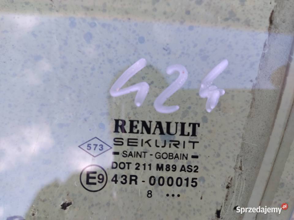 Szyba drzwi przednia prawa i lewa tylna Renault osobowe Zahajki-Kolonia
