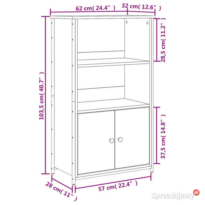 Szafka czarna 62x32x1035 materiał drewnopochodny