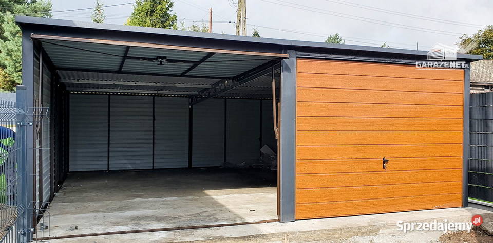 GARAŻ BLASZANY 6M X 6M SPAD TYŁ 2X BRAMA ZŁOTY Gryfice