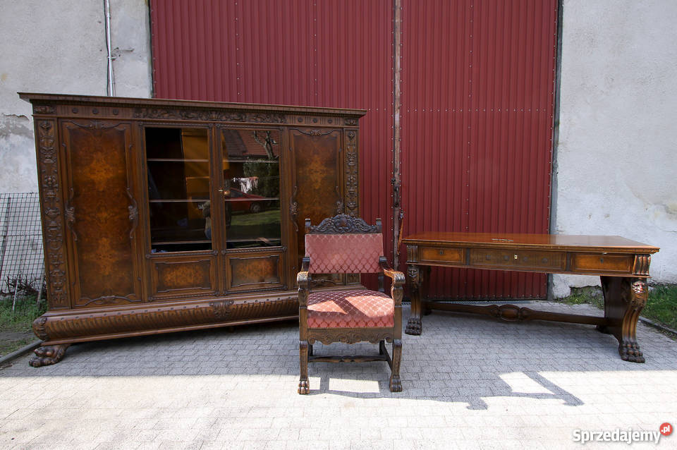 Komplet gabinetowy biurko biblioteka 1920 r dolnośląskie