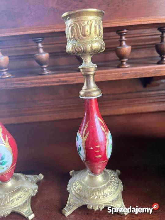 Świecznik porcelana i mosiądz Niebieski malowana Pozostałe Pozostałe Gdańsk