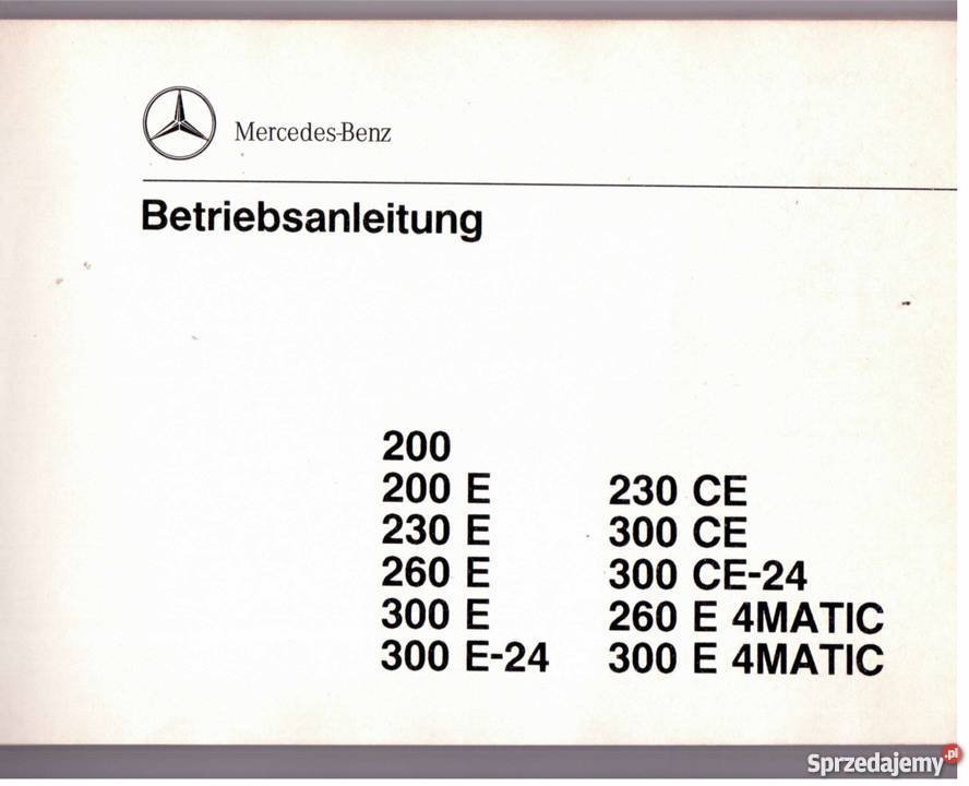 Instrukcja obsługi do mercedesa W124 Klasa E Elbląg