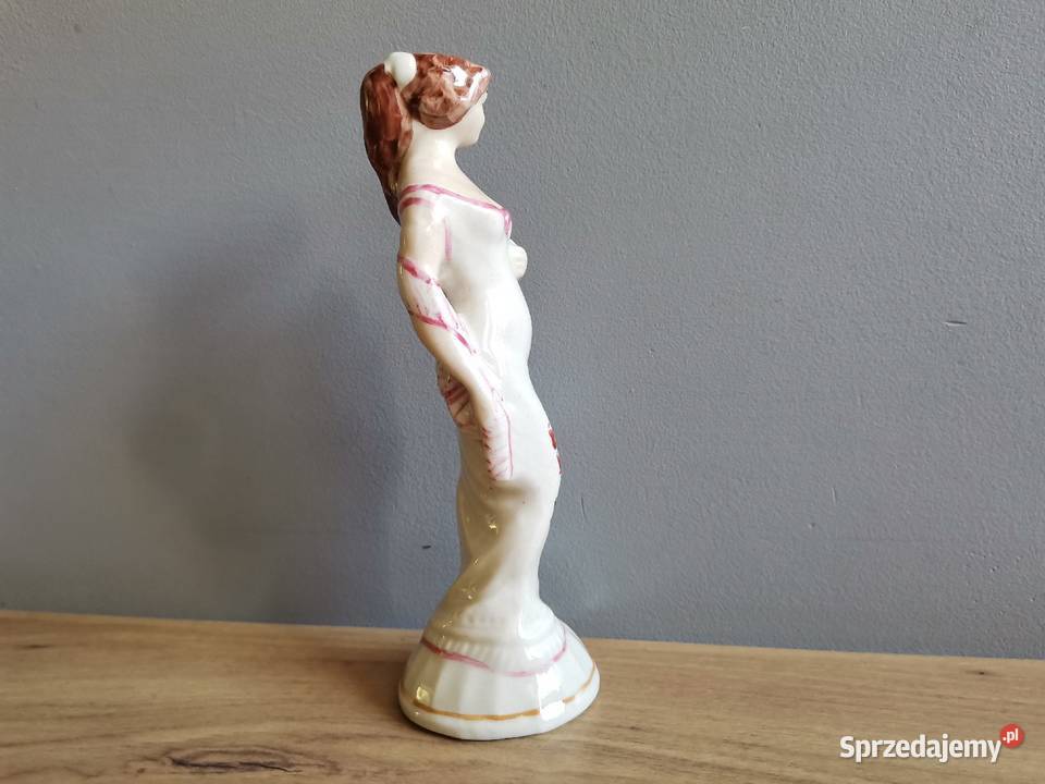 Stara figurka Dama z szalem porcelana Steatyt śląskie Katowice