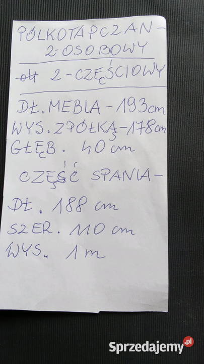 półkotapczan dwuosobowy dwuczęściowy łóżko Puławy