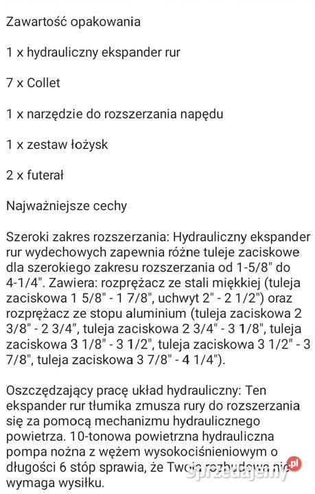 Sprzedam rozpierak hydrauliczny do rur Bodzechów