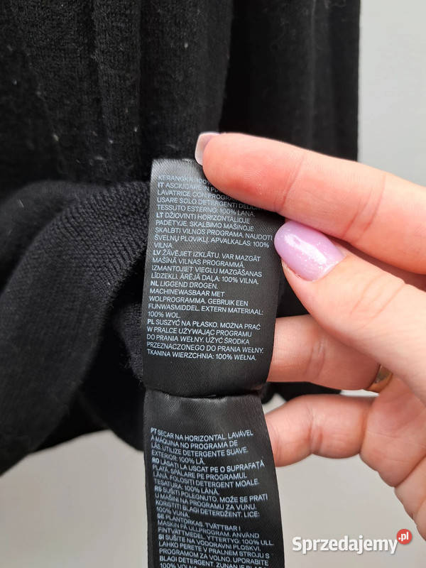 Czarny golf z wełny merino HM 100 wełna rozmiar Trąbki Wielkie