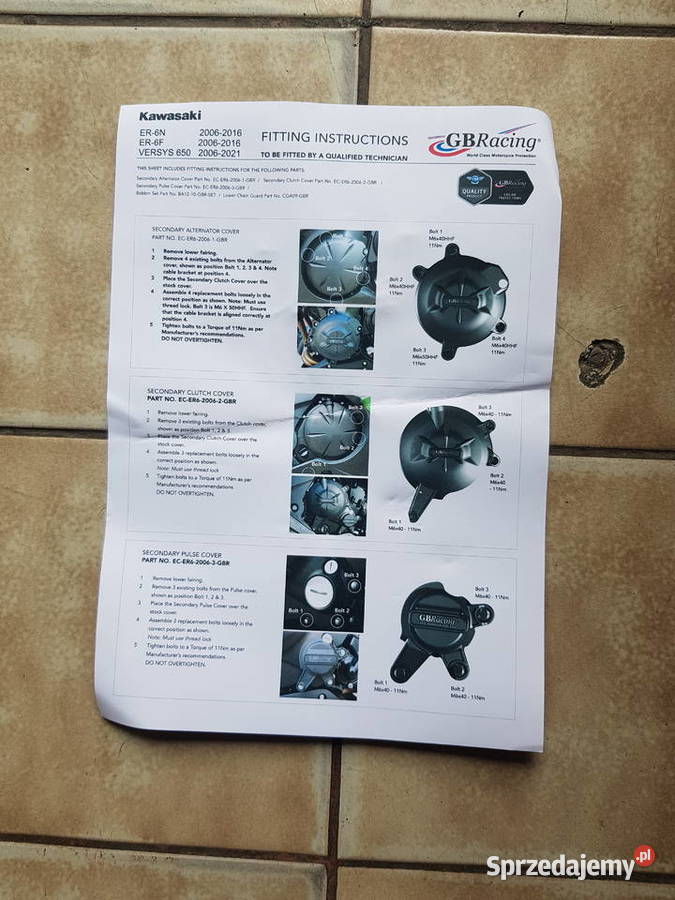 kawasaki versys 650 0621 oslony dekli silnika Osłony sprzedam