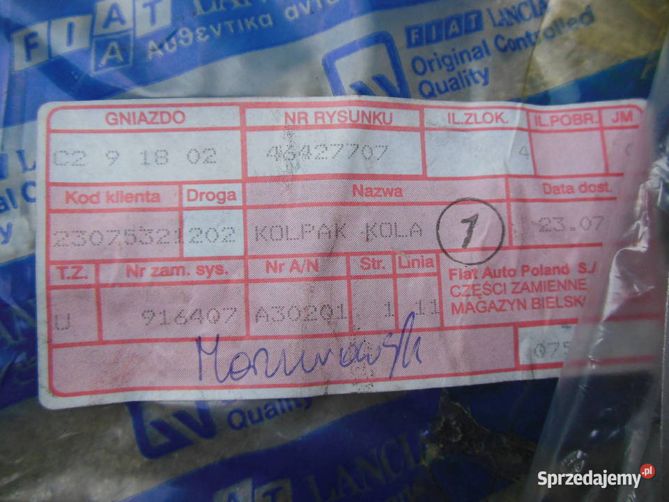 KOŁPAK KAPSEL FIAT SIENA PALIO 14 46427707 Kozy