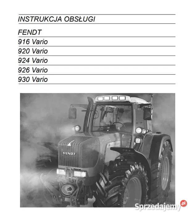 Instrukcja obsługi FENDT VARIO 916 920 924 926 Zduńska Wola