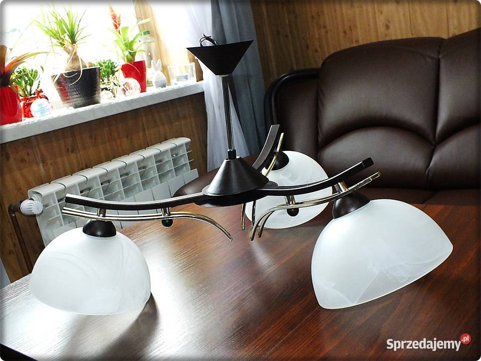 Lampa sufitowa 3ramienna ciemne drewno Salon Żary sprzedam